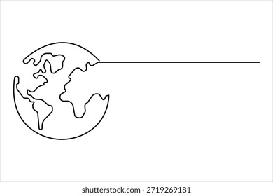 Dibujo continuo de una sola línea del mapa del mundo. Mapa de una línea de la Ilustración vectorial terrestre 