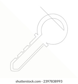 Continuous single line art of key, House Key simple line drawing vector design
