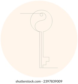 Continuous single line art of key, House Key simple line drawing vector design