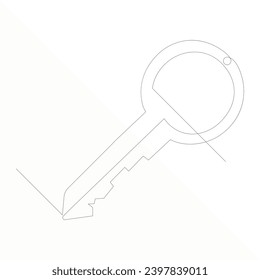 Durchgängige einzeilige Kunst des Schlüssels, einfache House Key-Linie Zeichnen, Vektordesign