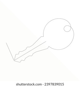 Continuous single line art of key, House Key simple line drawing vector design