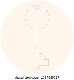 Continuous single line art of key, House Key simple line drawing vector design
