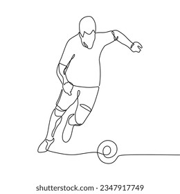 Continuous single line art of a man playing football