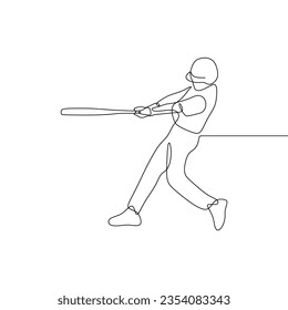 Arte continuo de una sola línea de un hombre jugando al béisbol