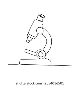 Continuous single line art of microscope vector art illustration