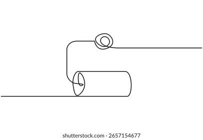 Continuo arte de una sola línea de rollo de papel. Dibujo de una línea de un rollo de papel de impresora, Vector continuo de una línea de papel higiénico ilustración