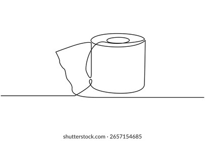 Continuo arte de una sola línea de rollo de papel. Dibujo de una línea de un rollo de papel de impresora, Vector continuo de una línea de papel higiénico ilustración