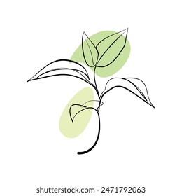 Continuous single line art of plant Cute plant one line drawing vector