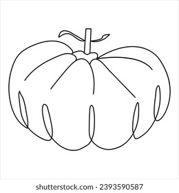 Espuma continua de arte de una sola línea y dibujo de una ilustración de un festival vectorial de calabaza