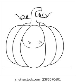 Continuous single line art pumkin and drawing of a pumpkin vector festival illustration