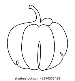 Continuous single line art pumkin and drawing of a pumpkin vector festival illustration
