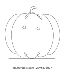 Continuous single line art pumkin and drawing of a pumpkin vector festival illustration
