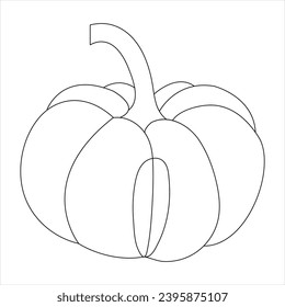 Continuous single line art pumkin and drawing of a pumpkin vector festival illustration