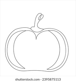 Continuous single line art pumkin and drawing of a pumpkin vector festival illustration
