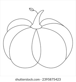 Continuous single line art pumkin and drawing of a pumpkin vector festival illustration