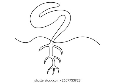 Arte continuo de una sola línea de brotes de semillas y etapas de crecimiento de plantas Vector botánico minimalista

