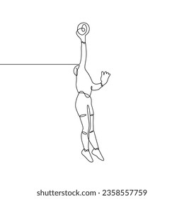 continuous single line art of a soccer goalkeeper