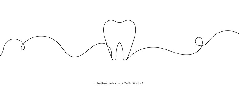 Continuous single line art of teeth and love shape, perfect for minimalist vector illustrations. Teeth and love shape illustration in single line art style, ideal for modern graphic designs.