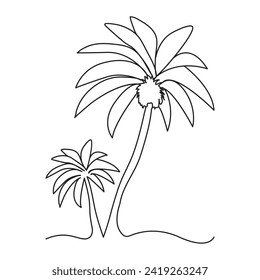 Continuous single line art of tree plant growth process illustration outline vector art.