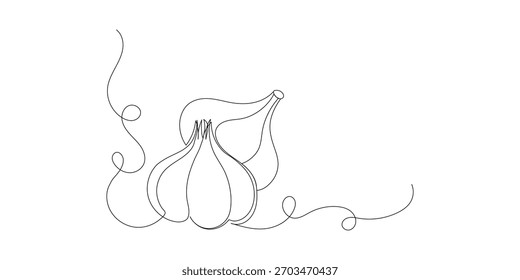 Continuous Single Line Art Two Garlic Illustration