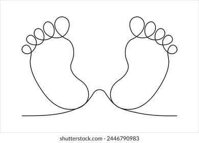 
Continuous single line Baby foot one line style. Hand drawing. stock illustration design