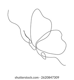 Continuous single line of beautiful flying butterfly nature animal wildlife concept for beauty fashion spa sketch drawing editable stroke vector illustration