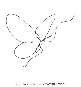Continuous single line of beautiful flying butterfly nature animal wildlife concept for beauty fashion spa sketch drawing editable stroke vector illustration