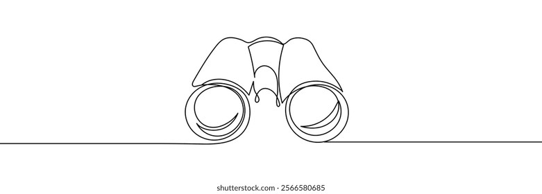 Continuous single line binoculars. Editable line. Vector illustration