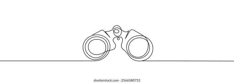 Continuous single line binoculars. Editable line. Vector illustration