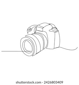 Continuous single line camera one line art drawing illustration art on camera