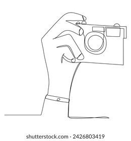 Continuous single line camera one line art drawing illustration art on camera