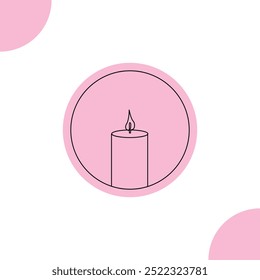 Continuous single line candle art drawing and  one line vector illustration of candle light in the dark.