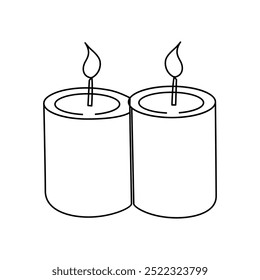 Continuous single line candle art drawing and  one line vector illustration of candle light in the dark.