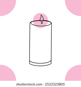 Continuous single line candle art drawing and  one line vector illustration of candle light in the dark.