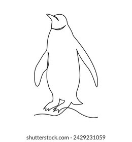  Continuous Single line drawing of adorable penguin outline vector art illustration design.