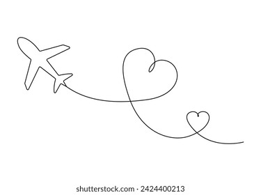 Continuous single line drawing of Airplane. One line art vector illustration. Free vector