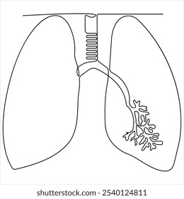 Kontinuierliche einzeilige Zeichnung der anatomischen menschlichen Lunge Organ medizinische innere Anatomie Konzept einzeilige Konstruktion Vektorgrafik