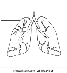 Continuous single line drawing of anatomical human lungs organ medical internal anatomy concept one line design vector illustration