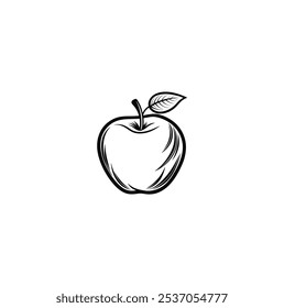 continuous single line drawing of an apple, line art vector illustration