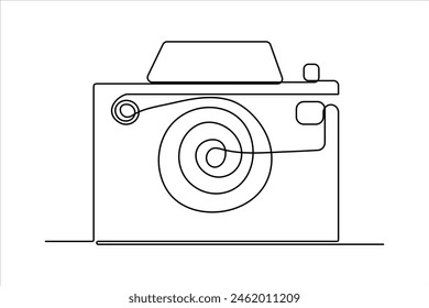 dibujo continuo de una sola línea Arte de línea de la cámara de fotos retro icono Ilustración vectorial
