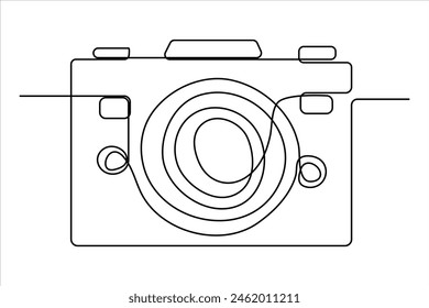 continuous single line drawing Line art of retro photo camera icon Vector illustration
