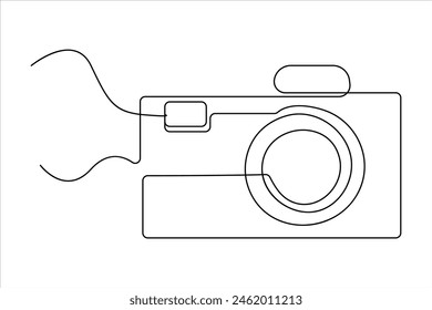 dibujo continuo de una sola línea Arte de línea de la cámara de fotos retro icono Ilustración vectorial
