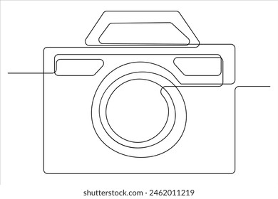 continuous single line drawing Line art of retro photo camera icon Vector illustration
