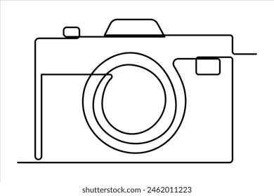 continuous single line drawing Line art of retro photo camera icon Vector illustration
