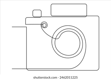 continuous single line drawing Line art of retro photo camera icon Vector illustration
