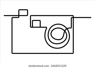 continuous single line drawing Line art of retro photo camera icon Vector illustration
