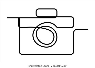 continuous single line drawing Line art of retro photo camera icon Vector illustration
