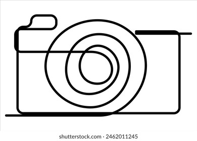 Kontinuierliche Einzelzeilenzeichnung Linienkunst des Retro-Fotokamera-Icons Vektorillustration

