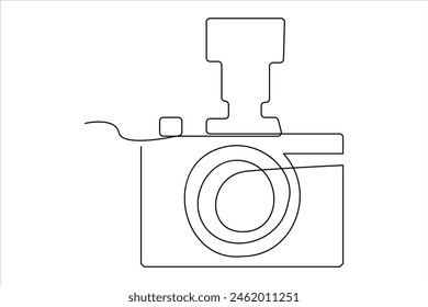 continuous single line drawing Line art of retro photo camera icon Vector illustration
