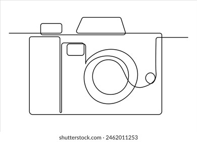 continuous single line drawing Line art of retro photo camera icon Vector illustration
